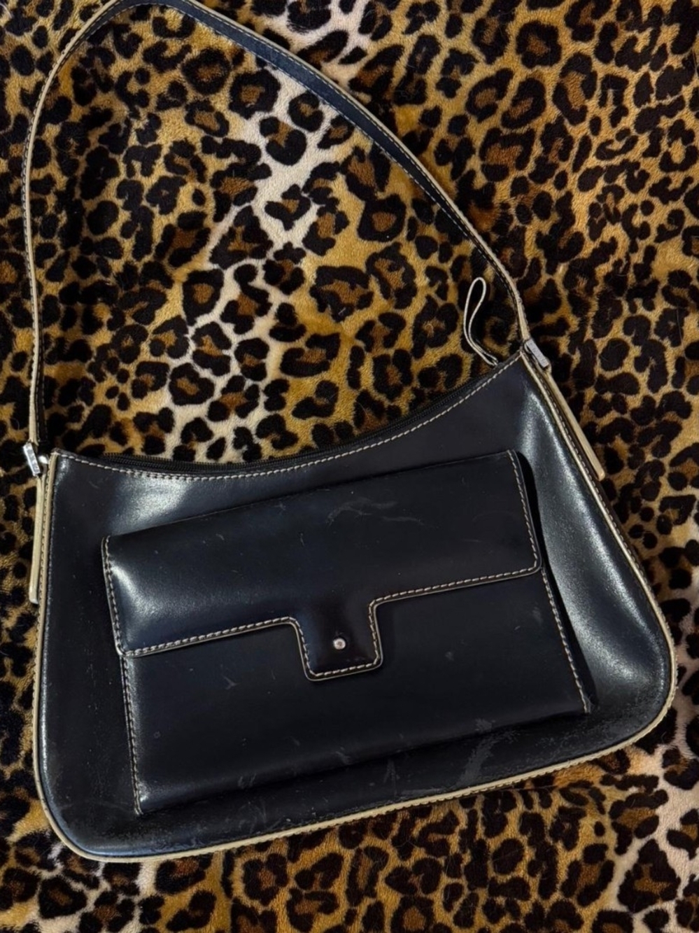Vintage Black Genuine Leather Shoulder Bag
